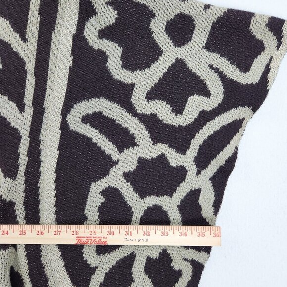 Chicos Sweater Womens One Size Tan Brown Gold Shawl Cardigan Cape Knit Shimmer - Picture 9 of 16